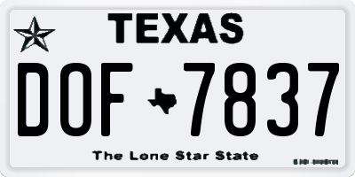 TX license plate DOF7837