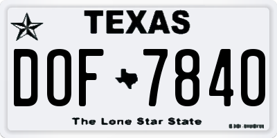 TX license plate DOF7840