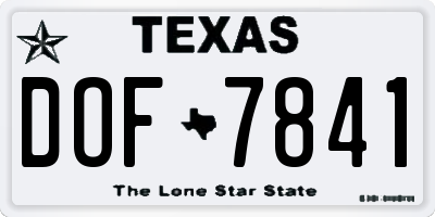 TX license plate DOF7841