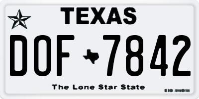 TX license plate DOF7842