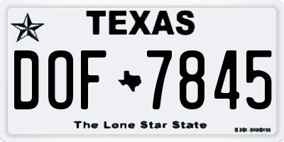 TX license plate DOF7845
