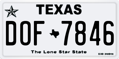 TX license plate DOF7846