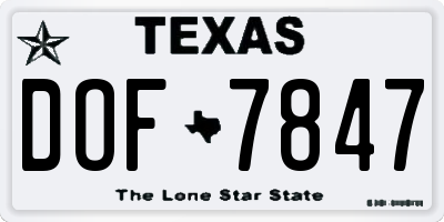 TX license plate DOF7847