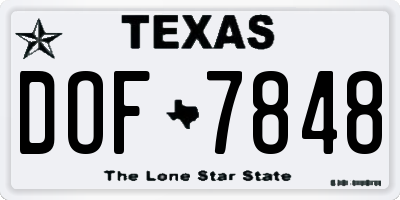 TX license plate DOF7848