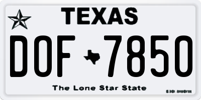 TX license plate DOF7850