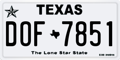 TX license plate DOF7851