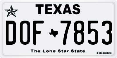 TX license plate DOF7853