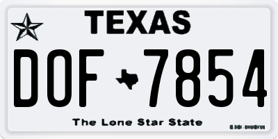 TX license plate DOF7854