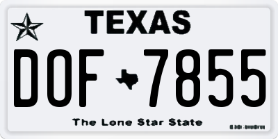 TX license plate DOF7855