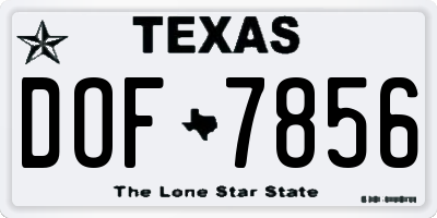TX license plate DOF7856
