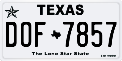 TX license plate DOF7857
