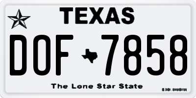 TX license plate DOF7858
