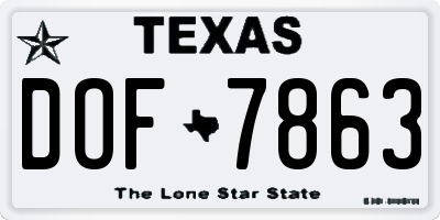 TX license plate DOF7863