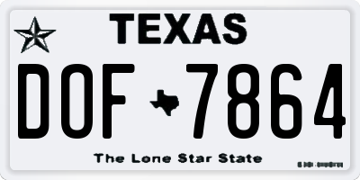 TX license plate DOF7864