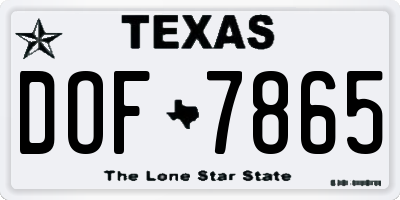 TX license plate DOF7865