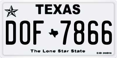 TX license plate DOF7866