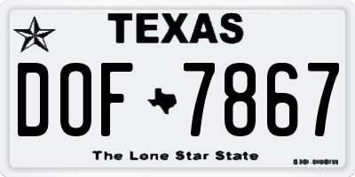 TX license plate DOF7867