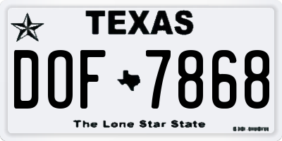 TX license plate DOF7868