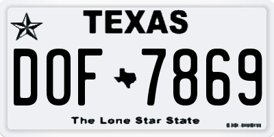 TX license plate DOF7869