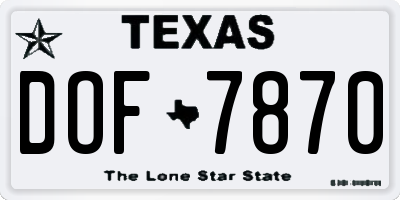 TX license plate DOF7870