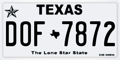 TX license plate DOF7872