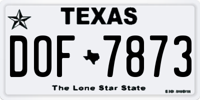 TX license plate DOF7873