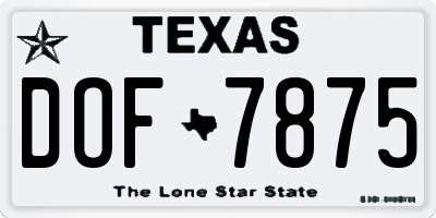TX license plate DOF7875