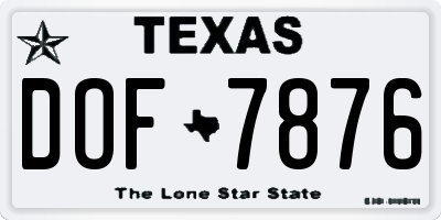 TX license plate DOF7876