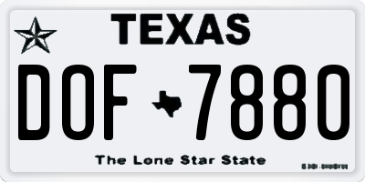 TX license plate DOF7880