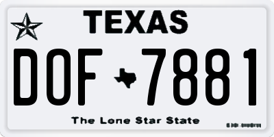 TX license plate DOF7881