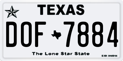 TX license plate DOF7884