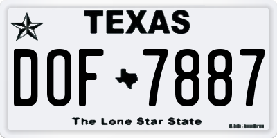 TX license plate DOF7887