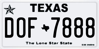 TX license plate DOF7888