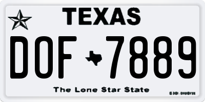 TX license plate DOF7889