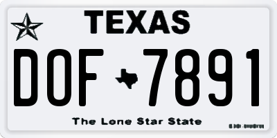 TX license plate DOF7891