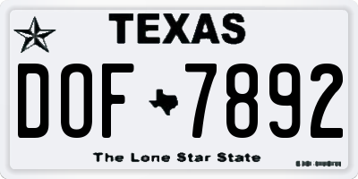 TX license plate DOF7892