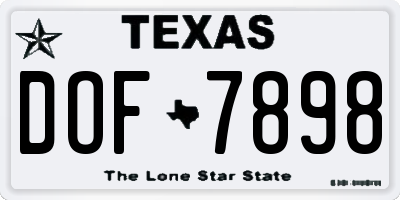 TX license plate DOF7898