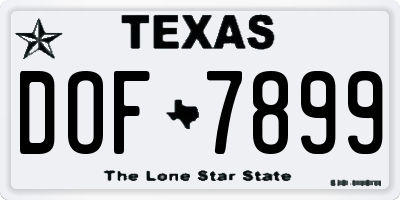TX license plate DOF7899