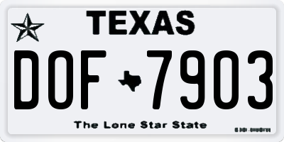 TX license plate DOF7903