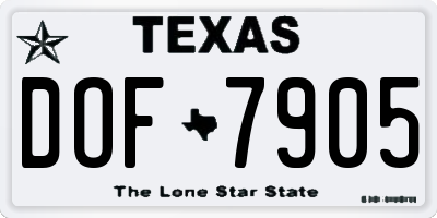 TX license plate DOF7905