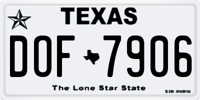 TX license plate DOF7906