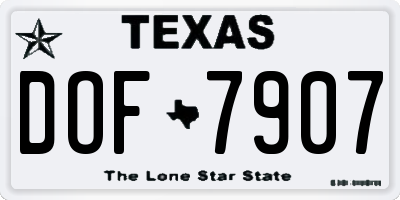 TX license plate DOF7907