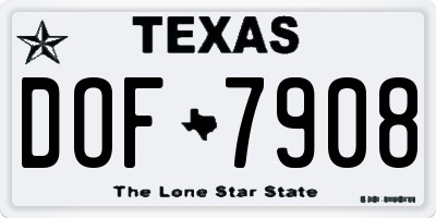 TX license plate DOF7908