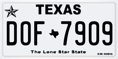 TX license plate DOF7909