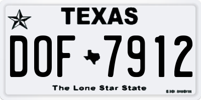 TX license plate DOF7912