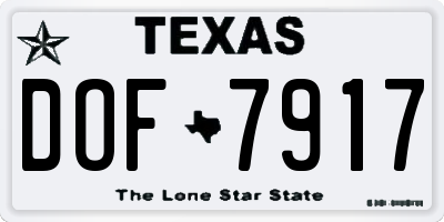 TX license plate DOF7917