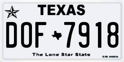 TX license plate DOF7918