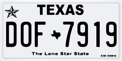 TX license plate DOF7919