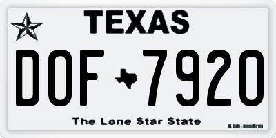 TX license plate DOF7920