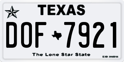 TX license plate DOF7921